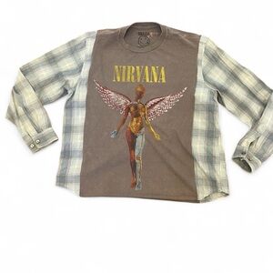 Upcycled Handmade Nirvana Tee  flannel mens bleach stained medium / women’s xl